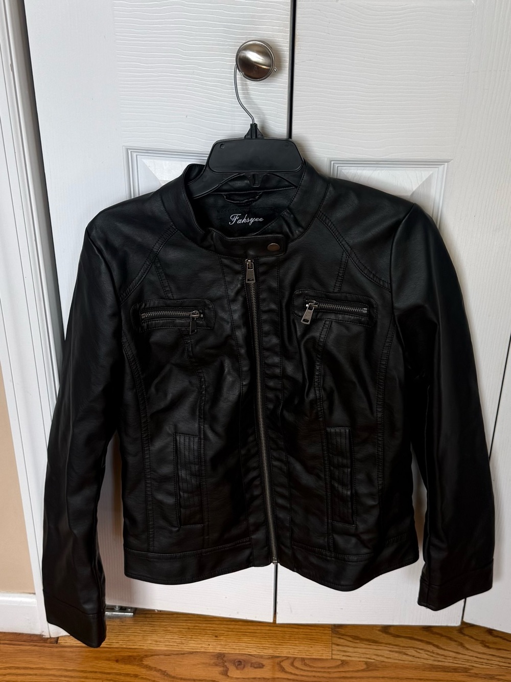 Women's Black Faux Leather Moto Jacket